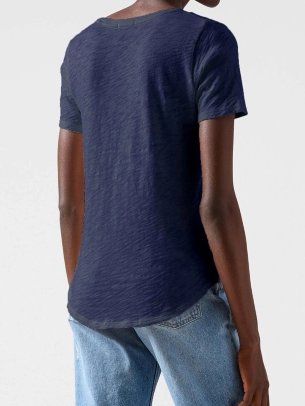 ATM Anthony Thomas Melillo Deep Navy V-Neck Short Sleeve Tee - Picture 2 of 9